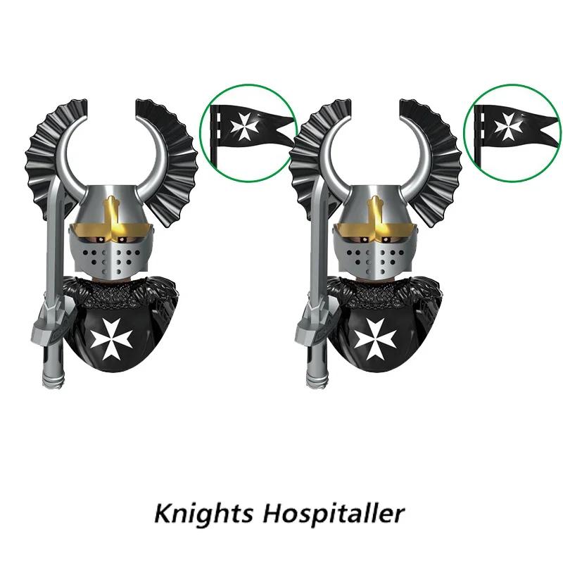 Medieval Knight Armored Troops Ancient Army Soldiers Mini Weapon Equipment Flag Model Building Blocks Kids Toys Birthday Gifts