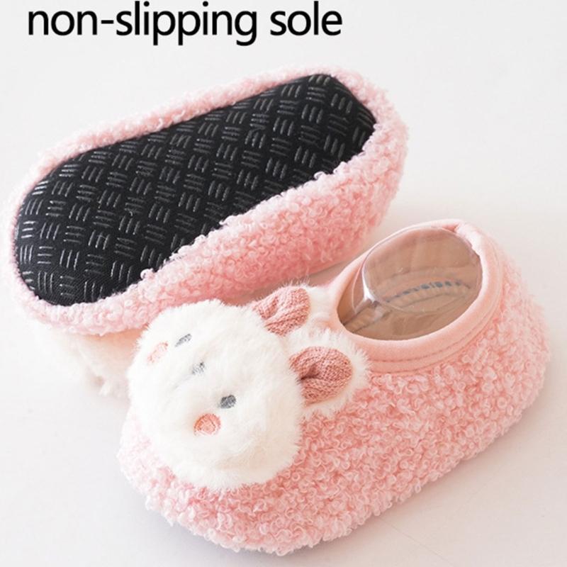 1 Pair Baby Anti Skid Walking Shoes Indoor Toddlers Shoes Non-slip Warm Floor Socks Prewalker for Autumn and Winter
