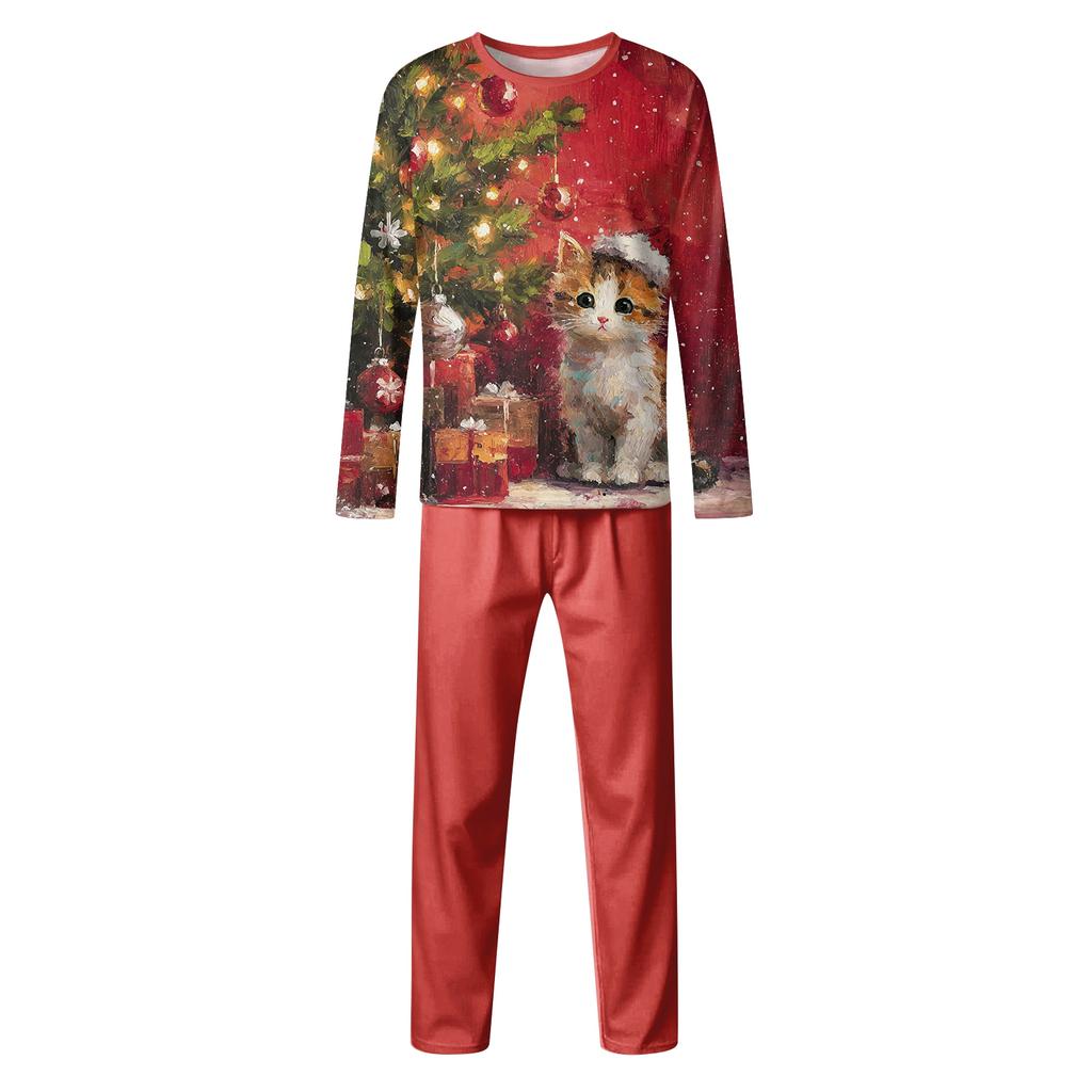 Family Casual Comfortable Long Sleeved Long Pants Christmas Printed Parent-child Set