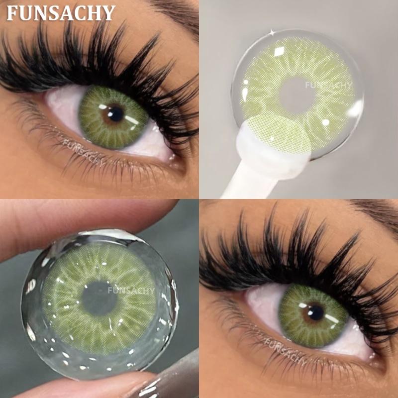 FUNSACHY Natural Contact Lenses 2pcs Blue Green Contact Lenses Color Eye Makeup Gray Pupil and Eyes Color Fashion Beauty Lenses