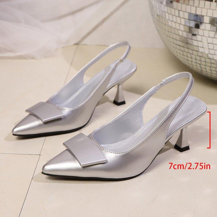 Fashion Womens Leather Slippers High Heels Shoes Party Pumps Woman Summer Sandals Women High Heel Slingback Sandal Shoes