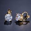 Trendy Round Cubic Zirconia Copper Clip Earrings For Women Gold Color Crystal Metal Earring Party Wedding Daily Jewelry