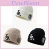 Knitted Hat Unisex Winter Warmth Beanie With Embroidered Letters For Casual Style