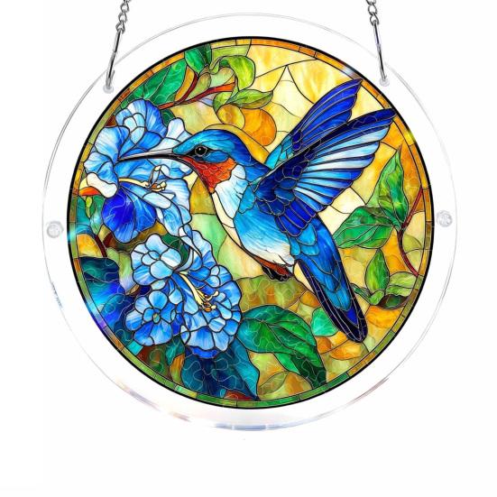 Acrylic Jigsaw Puzzle Suncatcher Window Hanging Kit, Stained Glass Style DIY Puzzles Home Garden Decor, Birthday Gifts for Women, Wife, Aunt, Mom