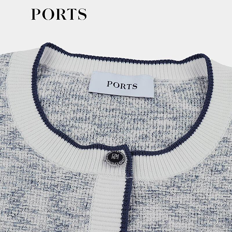 Ports Women's 2025 Fall Sky Blue Colorblock Knit Cardigan