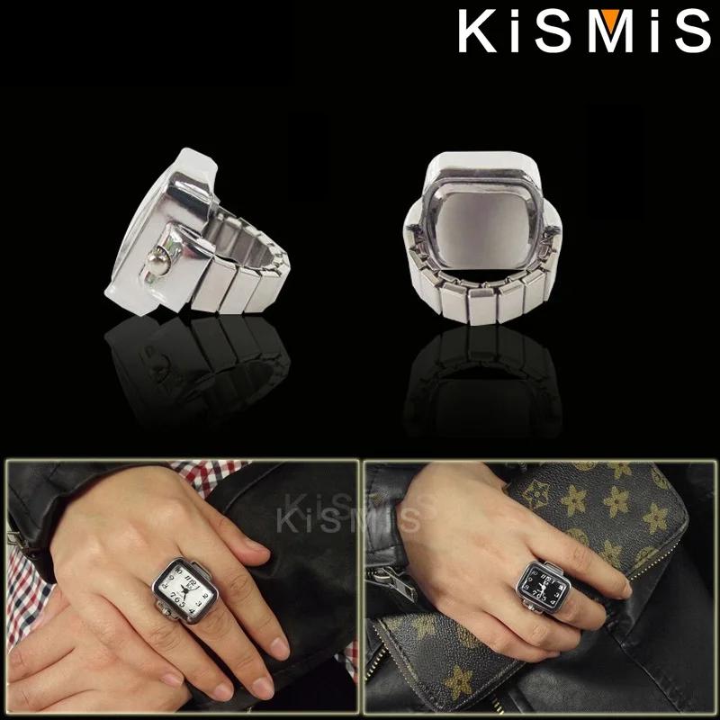 KISMIS Kreative Ringuhr, Legierungsschale Finger-Rundes Zifferblatt Partneruhr für Männer & Frauen, Neuer Heißer Verkauf