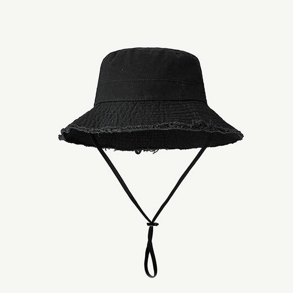 New Fashionable Style Bucket Hat Sun Resistant Adjustable Fisherman Cap Fringed Solid Color Summer Sunshade Hat Four Seasons