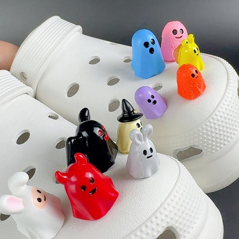 10PCS Originality Shoe Charms Set Accessories Hole Shoe Buckle for Resin Cute Halloween Ghost DIY 3D Shoe Decorations Party Gift