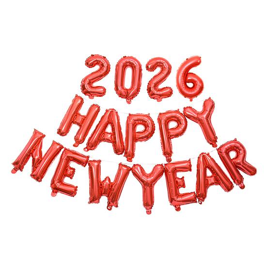 HAPPY NEW YEAR 2026 Balloon 16 Inch Foil Letter Happy New Year Balloons NYE Banner Backdrop Decoration for New Year Eve Party Supplies