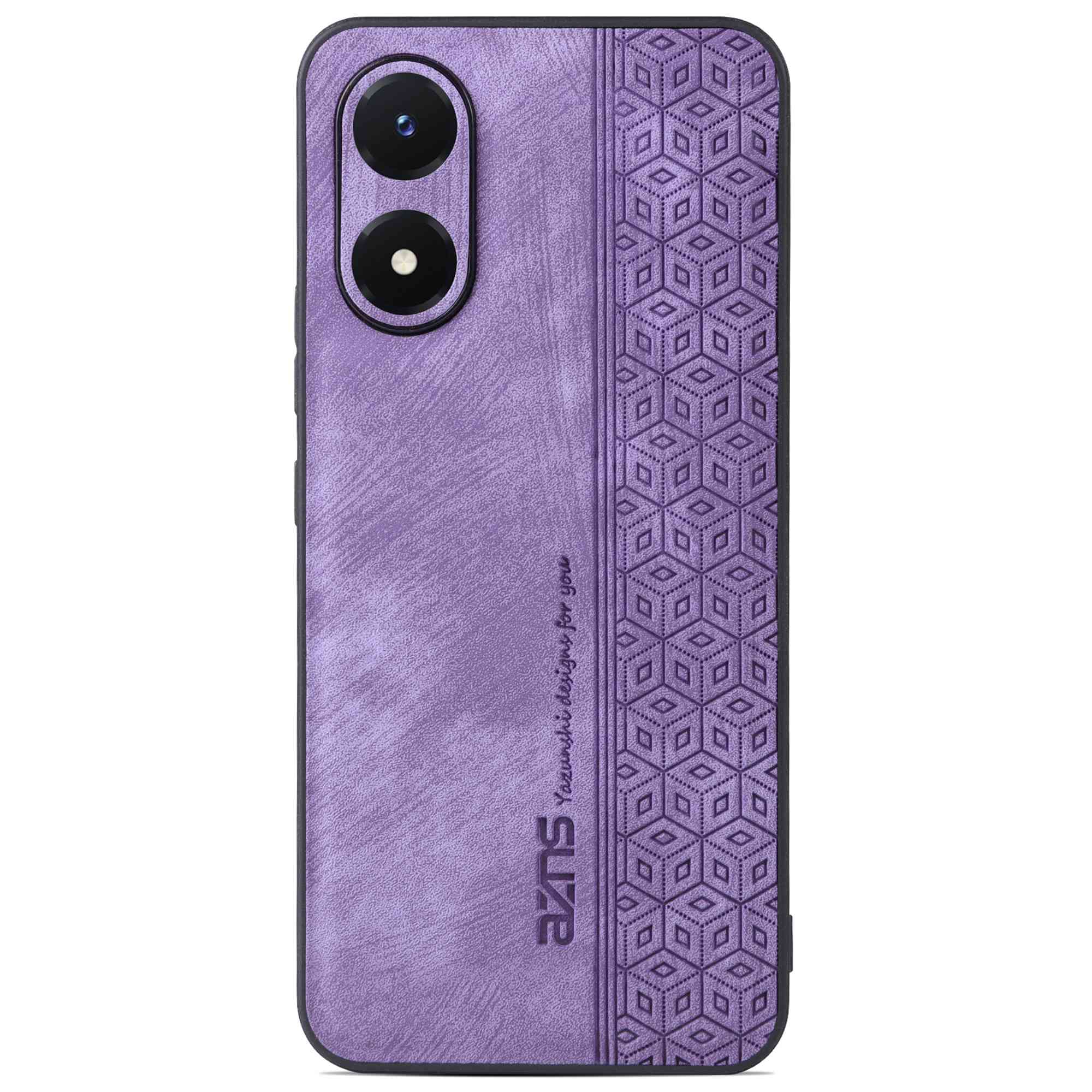 

AZNS For vivo Y02s 4G/Y16 4G Imprinted Pattern Phone Case PU Leather Coated TPU Scratch-resistant Back Cover Purple