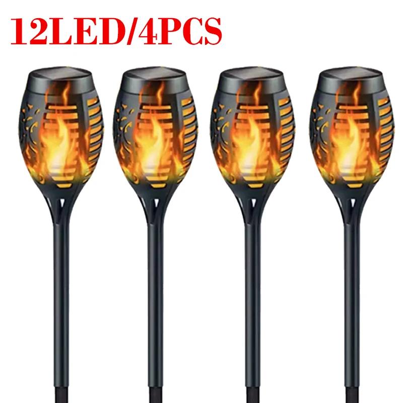 12/33/51LEDS Solar Flame Torch Light Flickering Light Waterproof Garden Decoration Outdoor Lawn Path Yard Patio Floor Lamp
