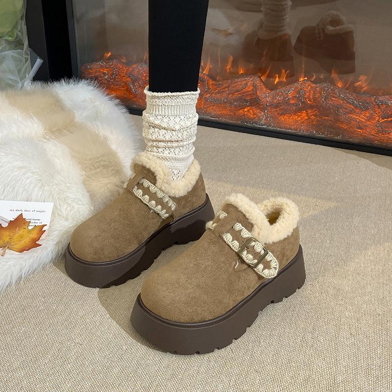 Retro platform snow boots fleece bag autumn and winter fashion one-pedal shoes women's single shoes