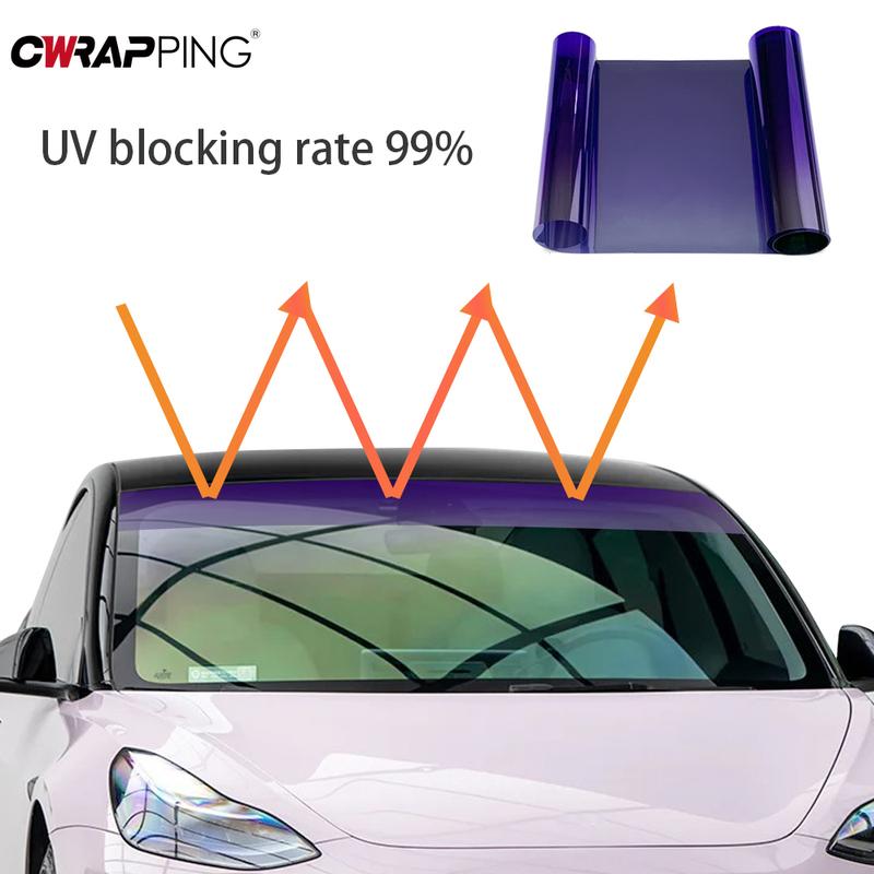 Car Window Tint Vinyl Warp Waterproof Windshield Solar Film Sunscreen Car Stickers Dyeing Self-Adhesive Film Cars Accessories