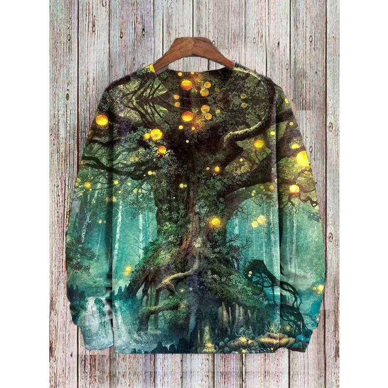 

Halloween Hooded Sweatshirt Men Long Sleeve Tee Oversized O-Neck Pullover 3d Lantern Graphic Printed T-shirt Street Men Clothing 5XL