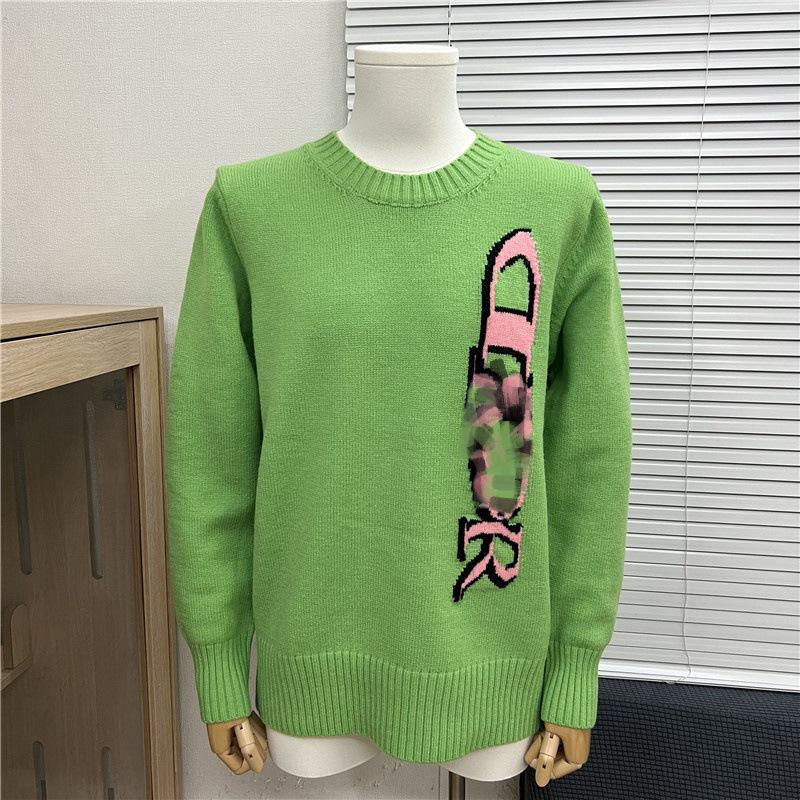 Unisex Color Block Logo Jacquard Round Neck Sweater with Long Sleeves