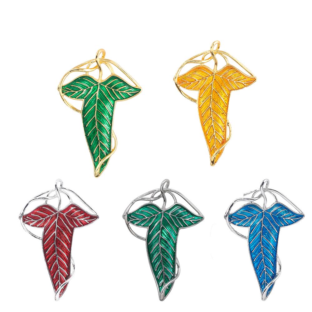 Elf Queen Green Leaves of Lorien Brooch Pin Tolkien Galadriel Legolas Frodo Baggins Aragorn Tree Enamel Badge Movie Jewelry