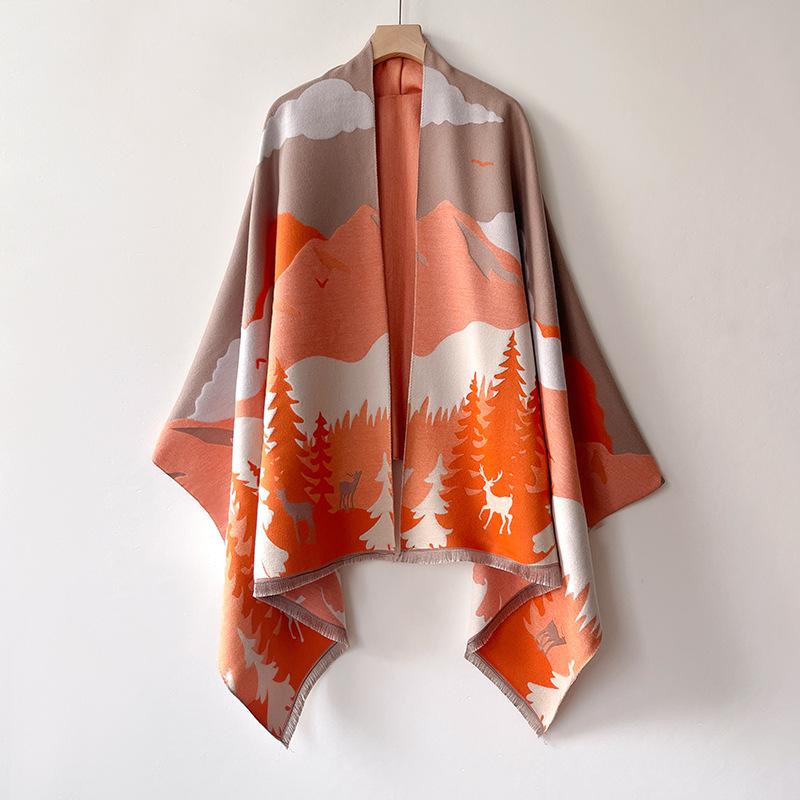 Imitation Cashmere Scarf Women'S Fashion Versatile Thickened Warm Long Scarf Shawl Fringed Decorative Scarf