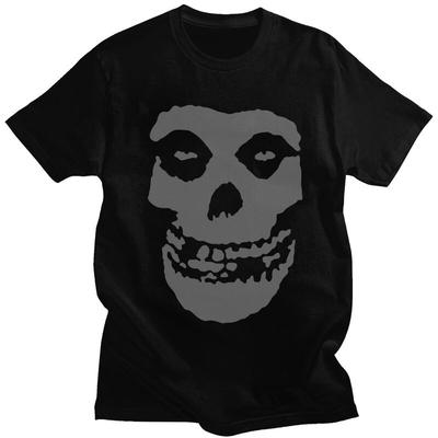 Custom Horror Punk Rock Misfits Skull T Shirt for Men Tshirt Tees Short Sleeve Tshirts Loose Fit