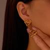 GEMCHIC Women's Minimalist Hollow Heart Titanium Steel Earrings 18K Gold Plated Studs Fashion Geometric Jewelry