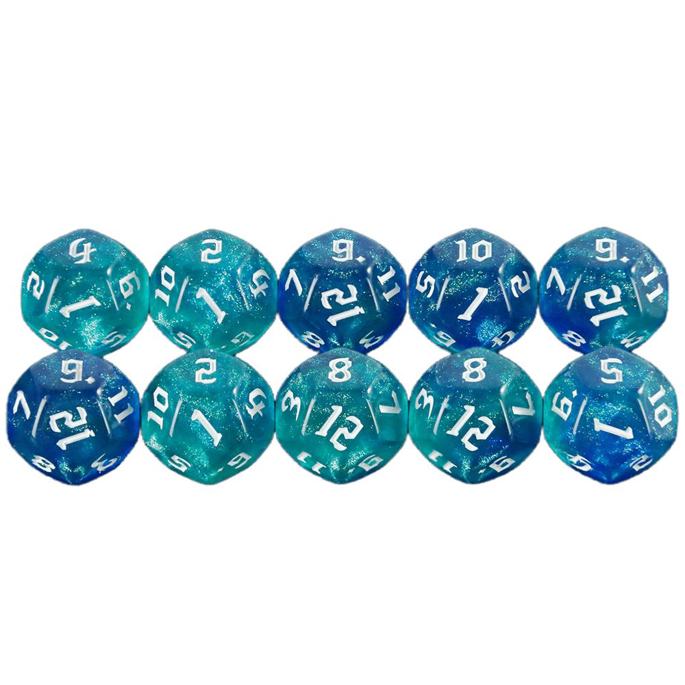 Polyhedral D12 Dice 10pcs 12 Sided Double Color with Glitter Dice for Role Playing GameD&D Boardgame Dice Set