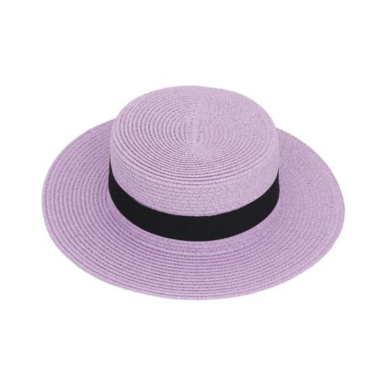 Beach Hat with Wrap-Around Brim, UV Protection Breathable Natural Straw Hat, Flat Top Summer Sun Hat for Beach Vacation Tropical Travel Outdoor