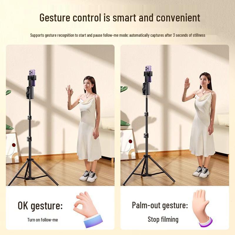 360° Automatic Rotating Gimbal Selfie Stick with Face Tracking for Live Streaming