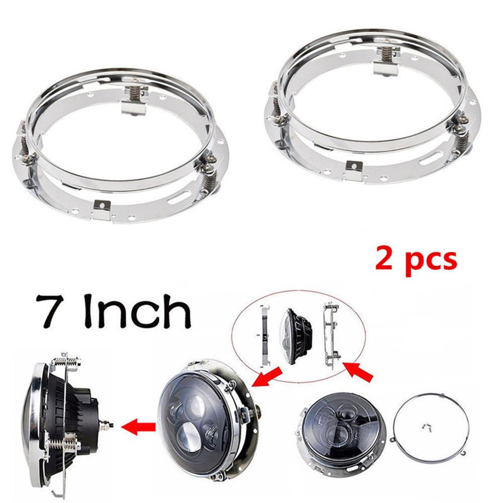 Black/Chrome 7" LED Headlight Mounting Bracket Ring Headlight Mount Lamp Holder Bracket For Wrangler JK Suzuki Samurai Car Motor