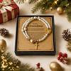 Christmas Themed Black Bead Heart Magnetic Clasp Bracelet With English Greeting Card Women