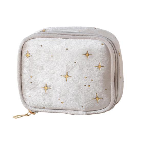 Velvet Small Cosmetic Case Women Travel Makeup Bag Star Pattern Cosmetic Bag Zippered Pouch for Lipstick Sanitary Napkin Storage