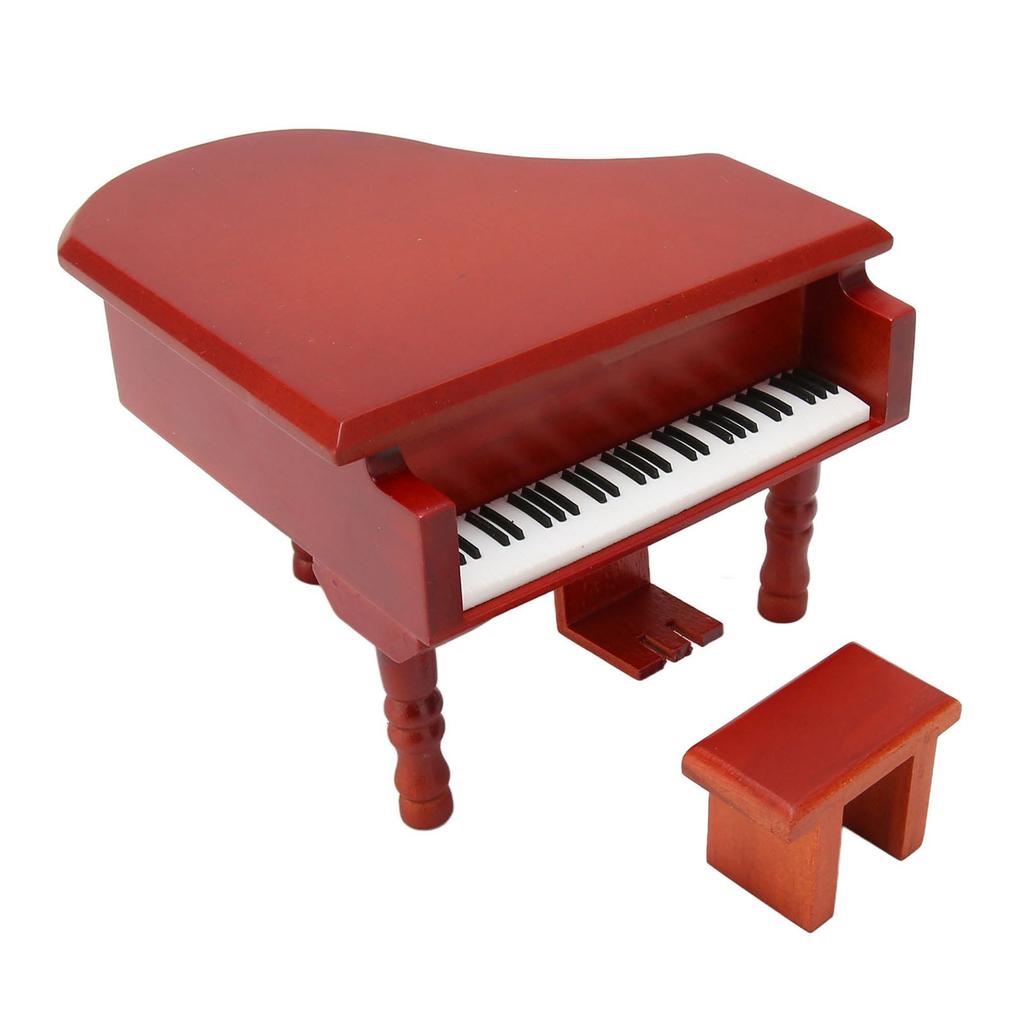 Wooden Music Box Piano Style Decorative Gold Plated Movement Pleasing Melody Clockwork Music Box