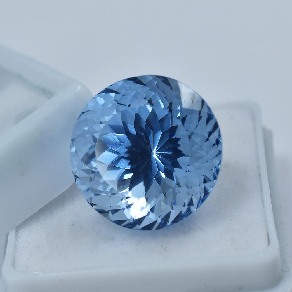 Natural Blue Aquamarine Loose Gemstone 20 Ct Round Cut for Collectors for Jewelry Making and Crafts
