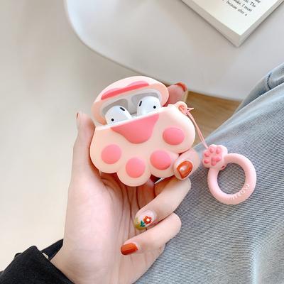2pieces Cat Claw Cartoon Style Silicone Earphone Case For Phone Wireless Bluetooth Earphone Charging
