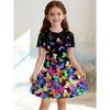 Girl Rainbow Princess Printed T-shirt Dress, White Casual Dress, Suitable for Children's Parties and Birthdays As A Gift