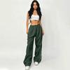 Casual Drawstring Waist Long Pants with Side Adjustable Cords Elastic Waistband Loose Fit Lightweight Trousers for Summer