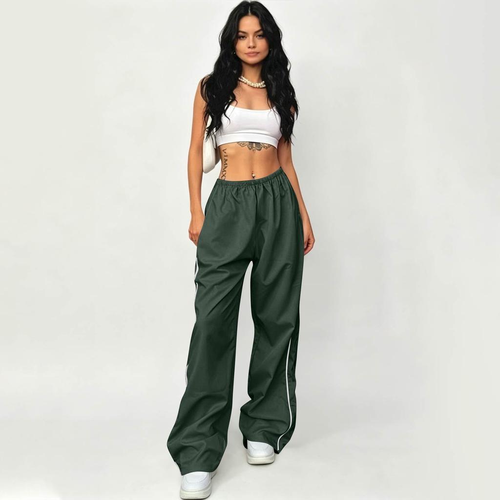 Casual Drawstring Waist Long Pants with Side Adjustable Cords Elastic Waistband Loose Fit Lightweight Trousers for Summer