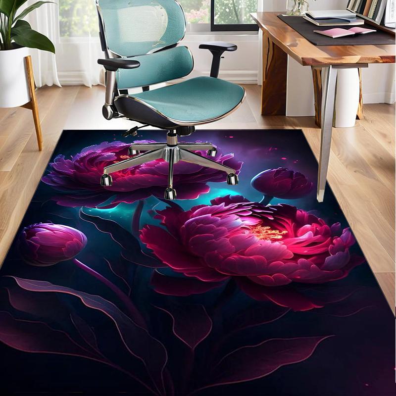 Floral Elegance In Bloom Office Rug Chair Mat, Entryway Carpet, Suitable for Front Door, Bedroom, Living Room, Desk, Holiday Gift