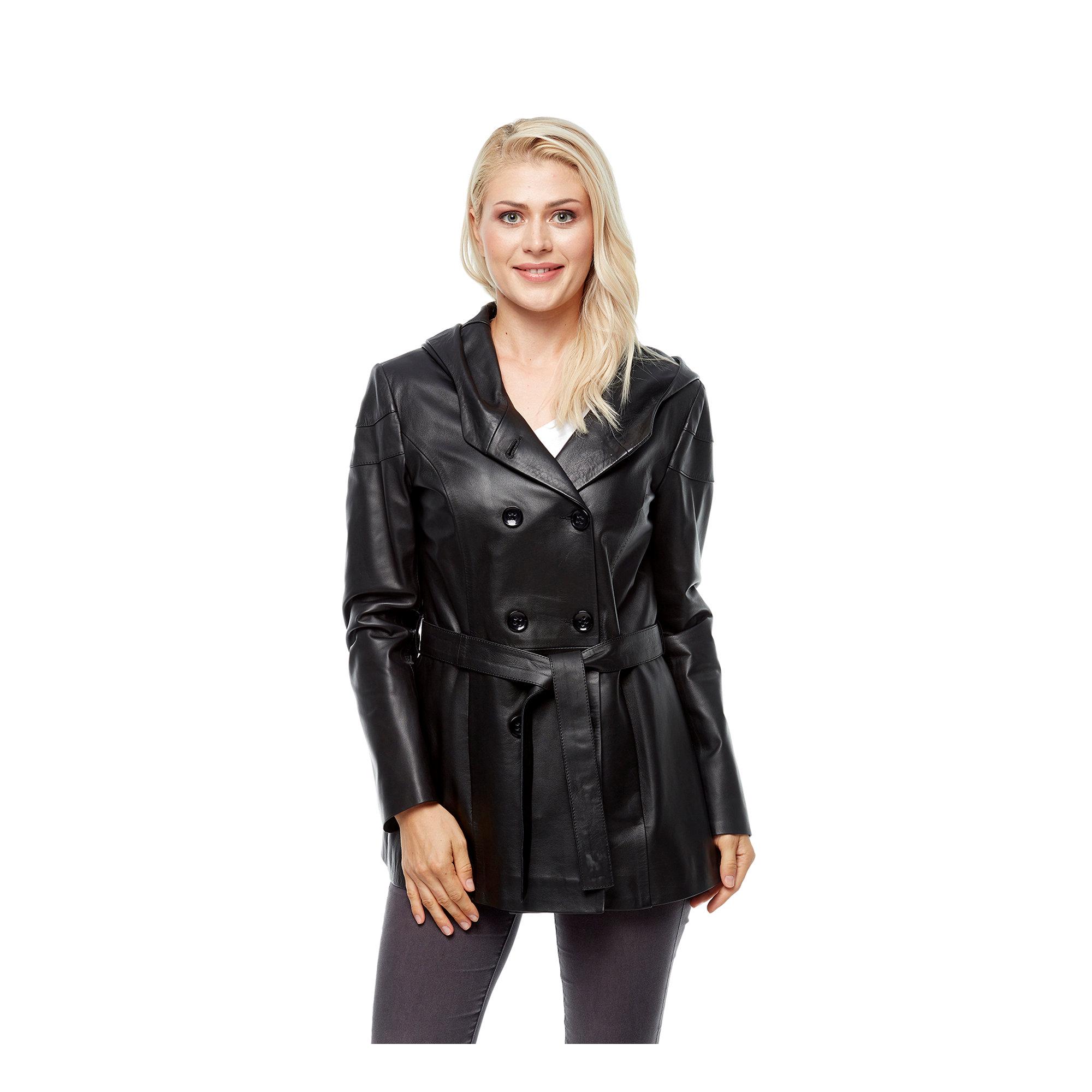 

Черное кожаное пальто Taina с капюшоном XS чёрный