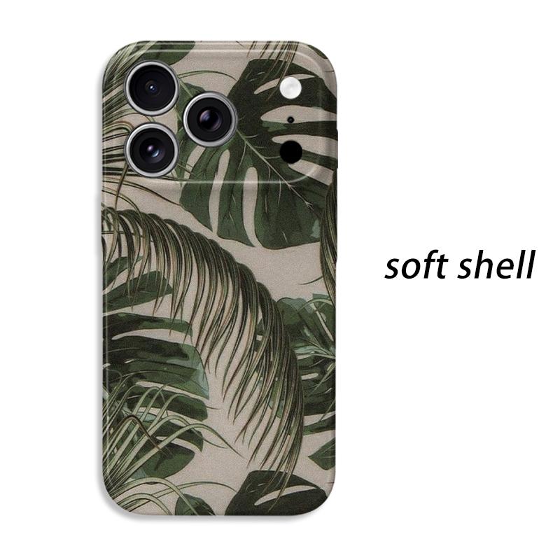 Natural Realistic Palm Leaves Art Graphic Design Modern Print Film Aesthetic Protective Shockproof Bumper Phone Case Cover For iPhone 141516ProMaxPlus