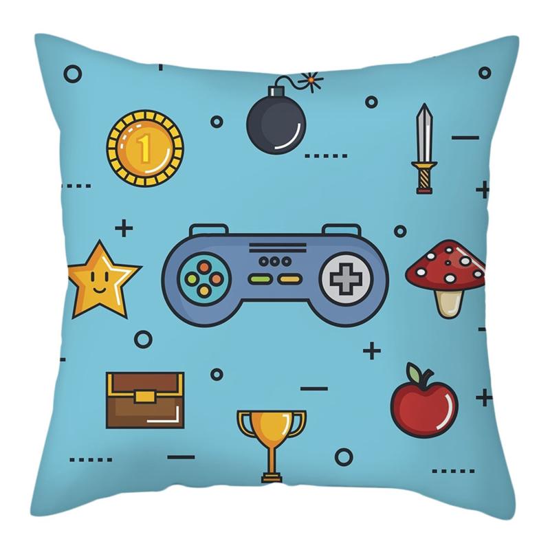 New Game Lover Modrý Potah na polštář Klávesnice Rukojeť Headset Throw Pouzdro na polštář Herní křeslo Dekor do auta Ochrana pasu na polštář