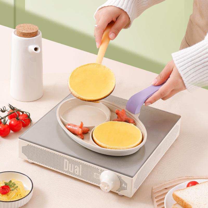 2-hole Omelet Pan Frying Pot Thickened Non-stick Egg Pancake Steak Cooking Pan Hamburg bread Breakfast Maker Induction cooker