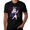 Cat Playing Electric Guitar Tshirt Breathable Gym Short Sleeve Tshirt