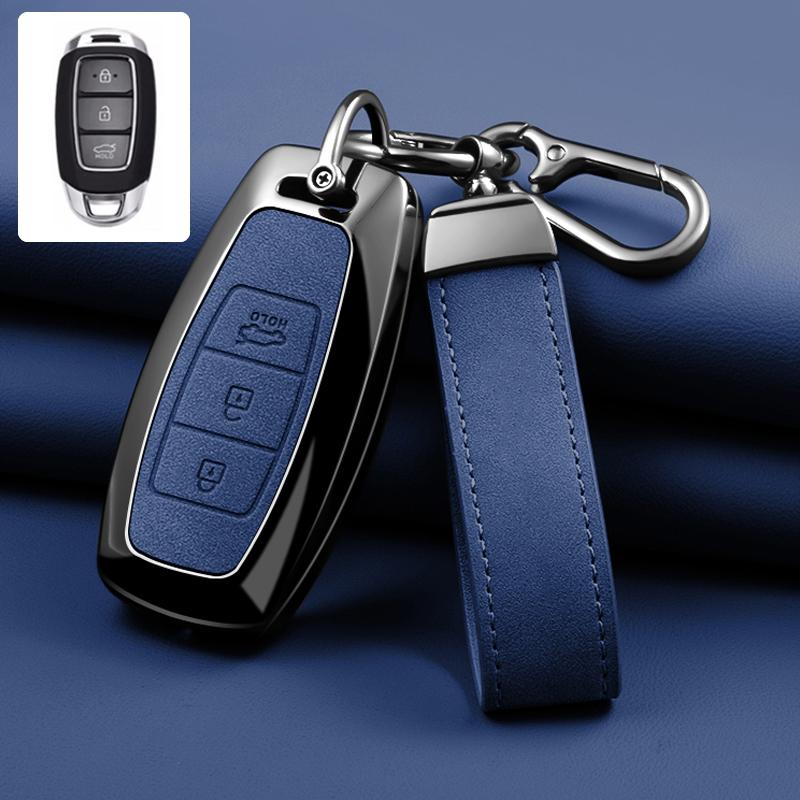3/4/5 Button Zinc Alloy Leather Car Key Cover For Modern I30 Ix35 Kona Encino Solaris Azera Grandeur Ig Accent Santa Fe Palisade