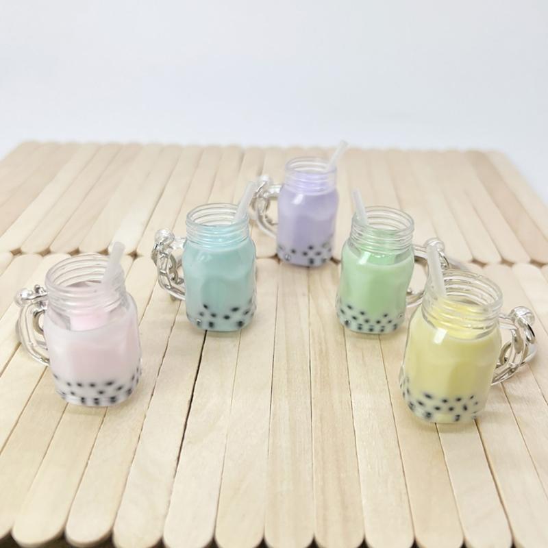 Roztomilý přívěsek na klíče Bubble Tea Kawaii přívěsek na batoh Mini přívěsky šálků Dárky pro páry