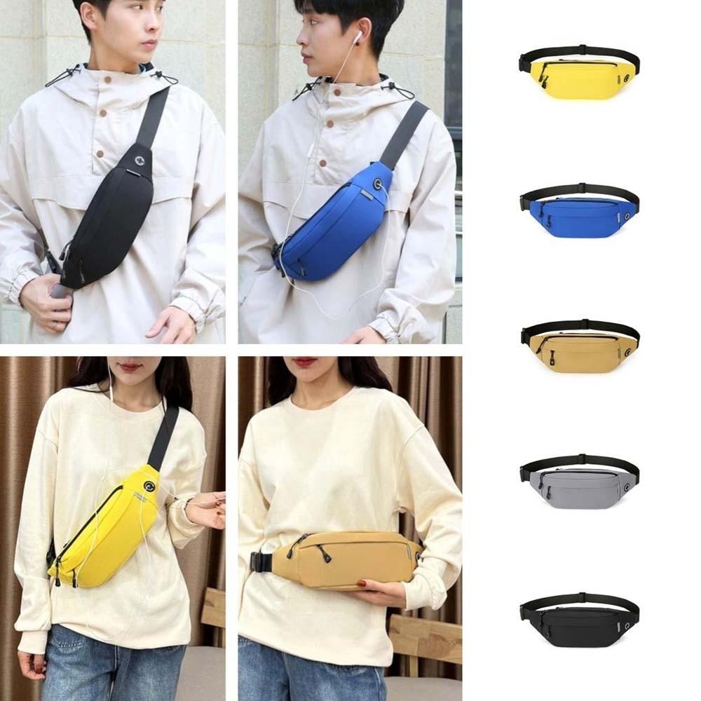 Oxford Cloth Men Fanny Phone Pack with Headphone Jack Running Waist Bag  Outdoor