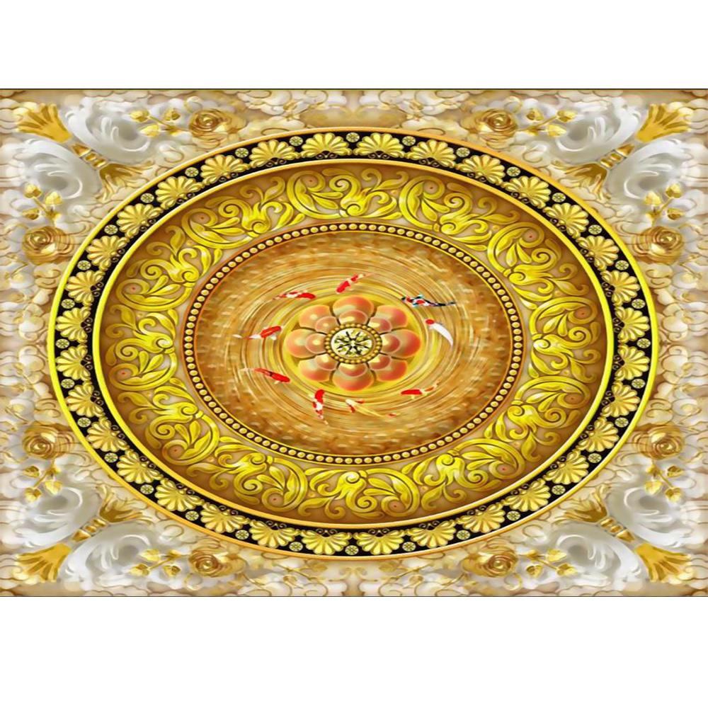 Tapete 3D Goldenes Europäisches Muster Wandbild Europäischer Stil Abgehängte Decke 3D Wandbild Wohnzimmer Schlafzimmer Dekoration Wandbild