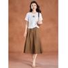 Pleated High-Waist A-Line Skirt & T-Shirt Set