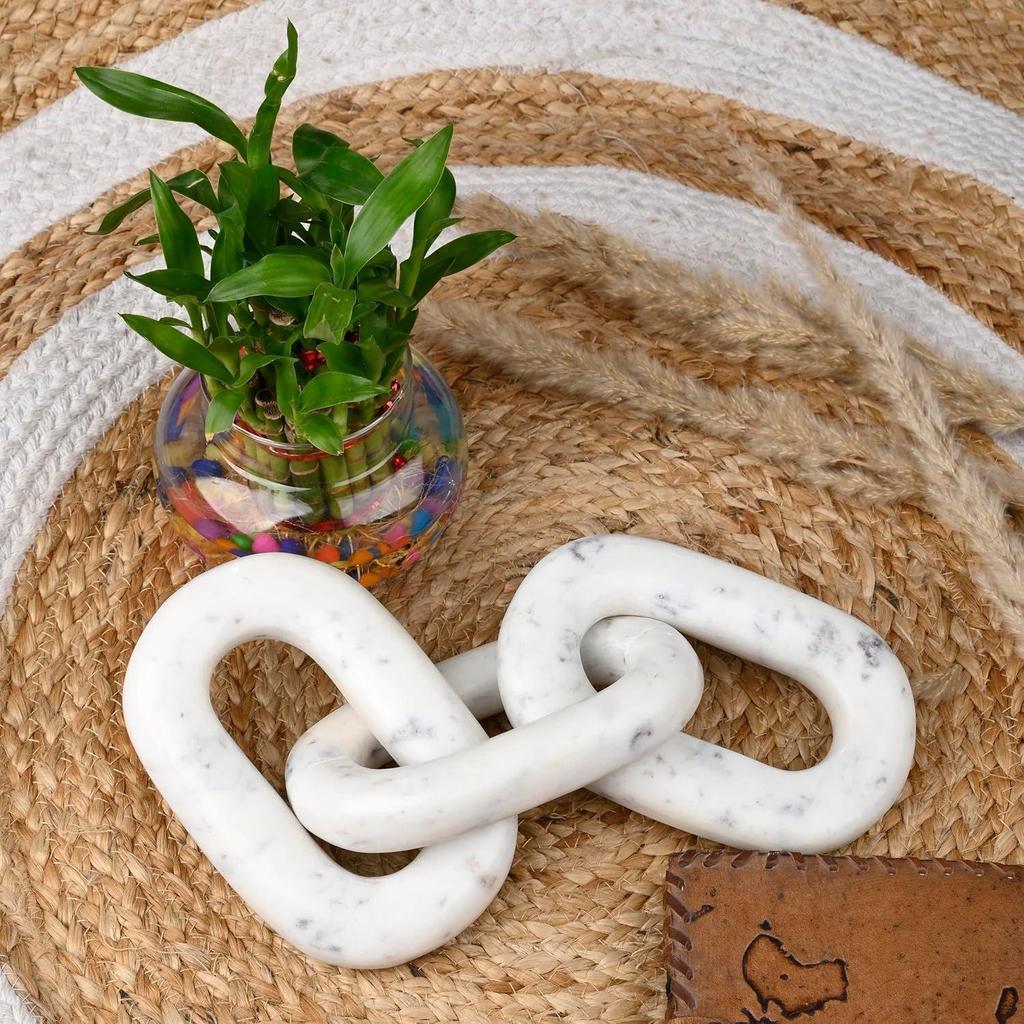 Elegante Nodo a Catena in Marmo- Moderni Oggetti Decorativi da Tavolino da Caffè- Decorazioni per la Casa da Libreria, Decorazioni da Tavolo per Soggiorno