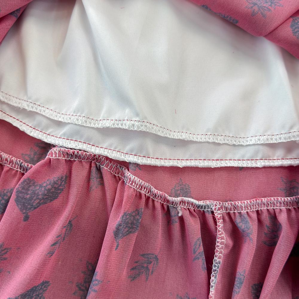 Fashion Dress for Women V Neck A-line Flounced Edge Printing Chiffon Vestidos Lace-up Folds Lining Dresses Summer