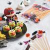 100Pcs Halloween Party Fruit Skewers One-time Random Pumpkin Ghost Cocktail Skewers Halloween Cake Decoration Bamboo Skewers