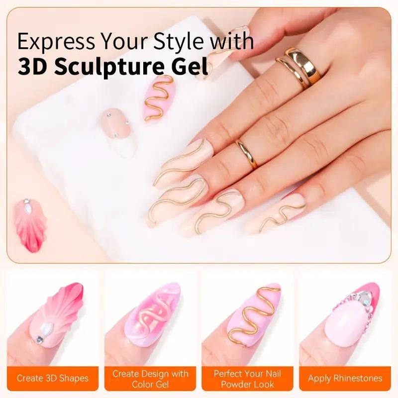 Gel s velkou kapacitou, protiskluzový, 3D tvarovací, pro lepení diamantů a styling, bezoplachový, proti práškovému otěru